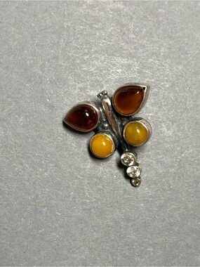 Amber butterfly insect pendant